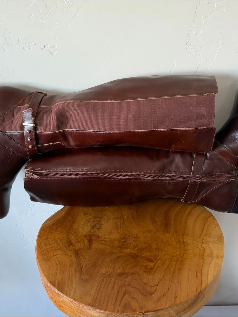 Steve Sydnee Brown leather knee high boots 8.5 with buckle detail